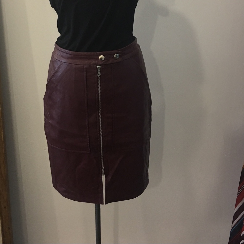 Burgundy pleather 60’s style skirt